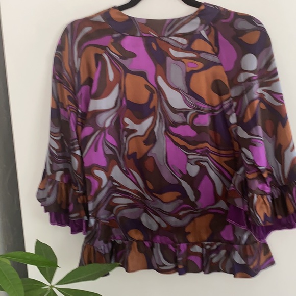 Nanette Lapore Silk Charmeuse Velvet Flouncy Top - Picture 5 of 10